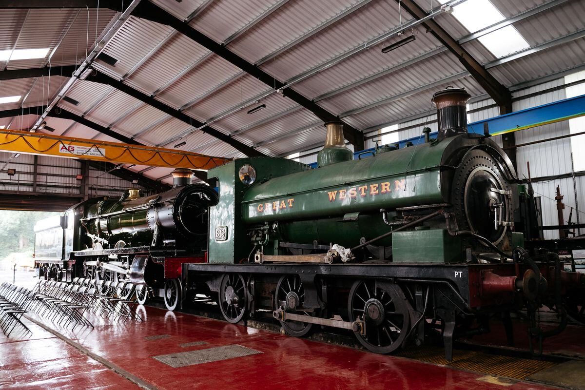 Two of the impressive SVR locomotives in the shed at Bridgnorth