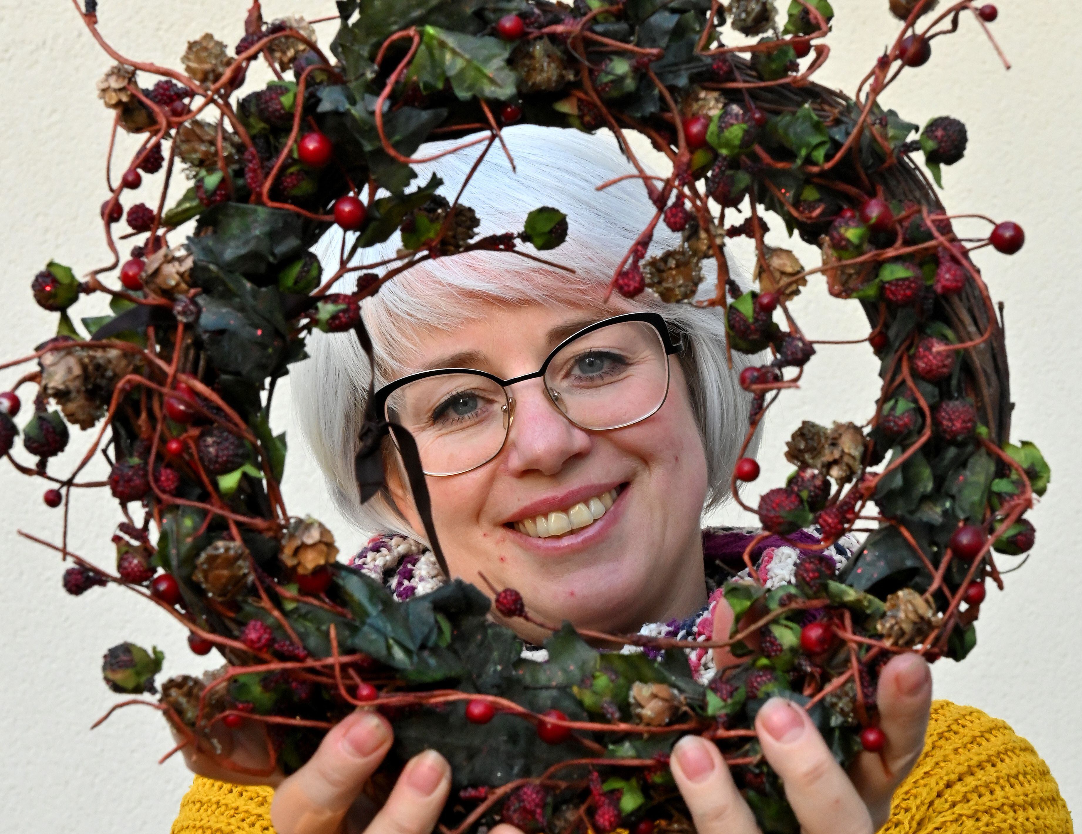 Christmas wreath making workshop being held at Stourbridge Glass Museum