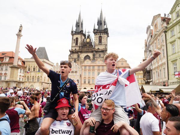 West Ham United fans in Prague