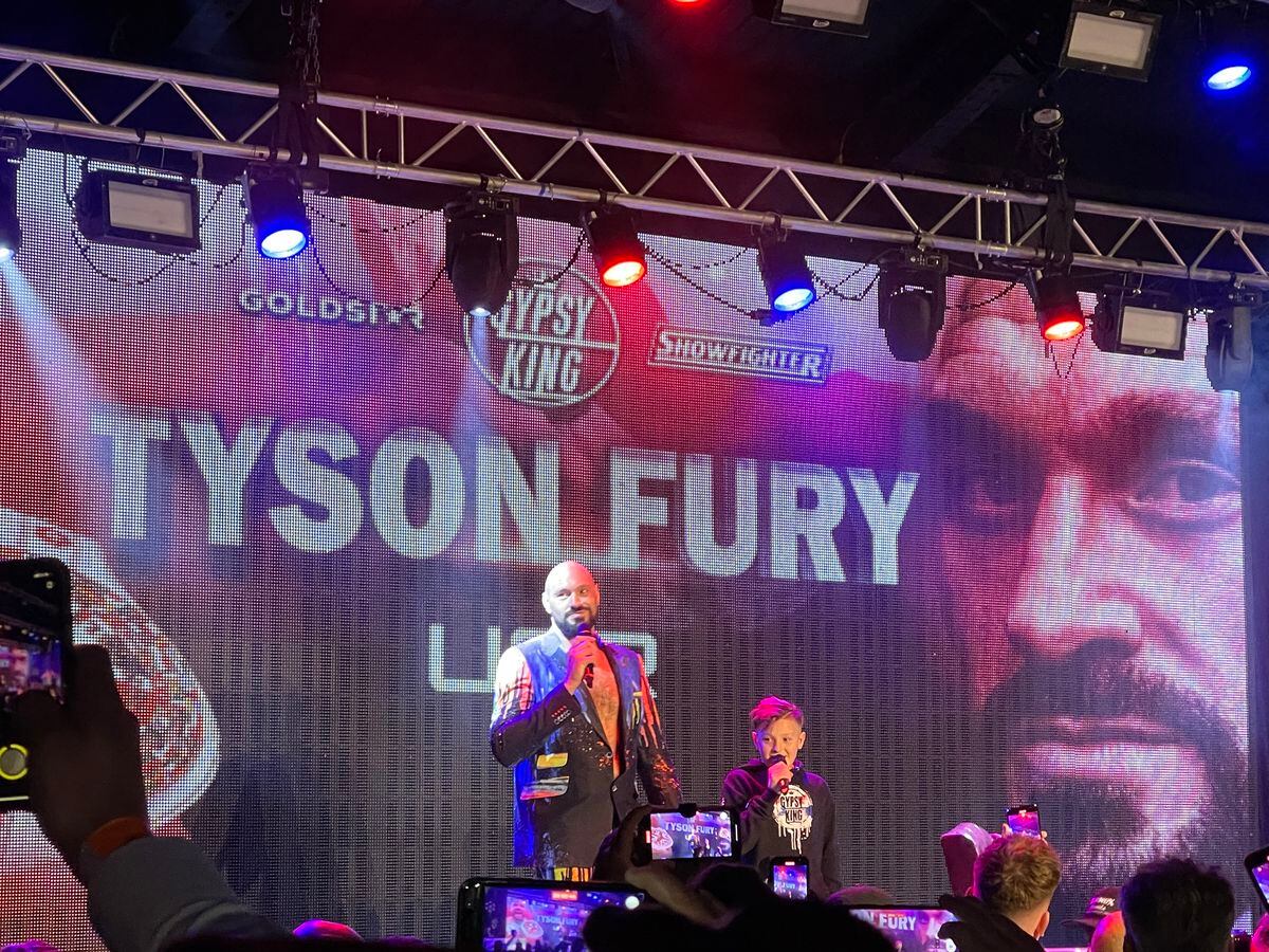 Tyson Fury was joined on stage by his son Prince