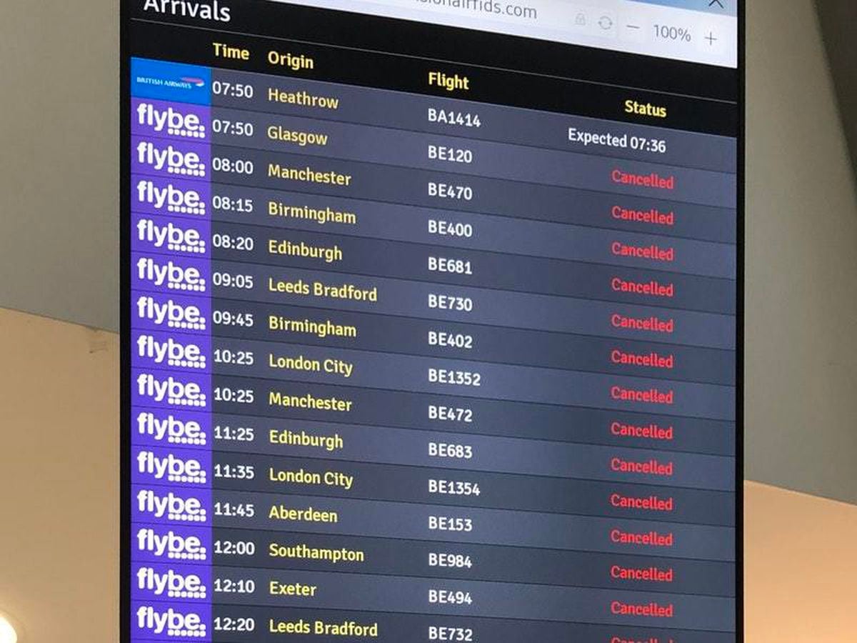 Staff at airport face ‘temporary layoff’ following Flybe collapse
