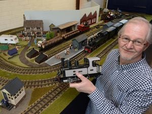 Roy Pedder from Walnut Drive, Finchfield Wolverhampton. gets ready for Wombourne Model Railway Exhibition