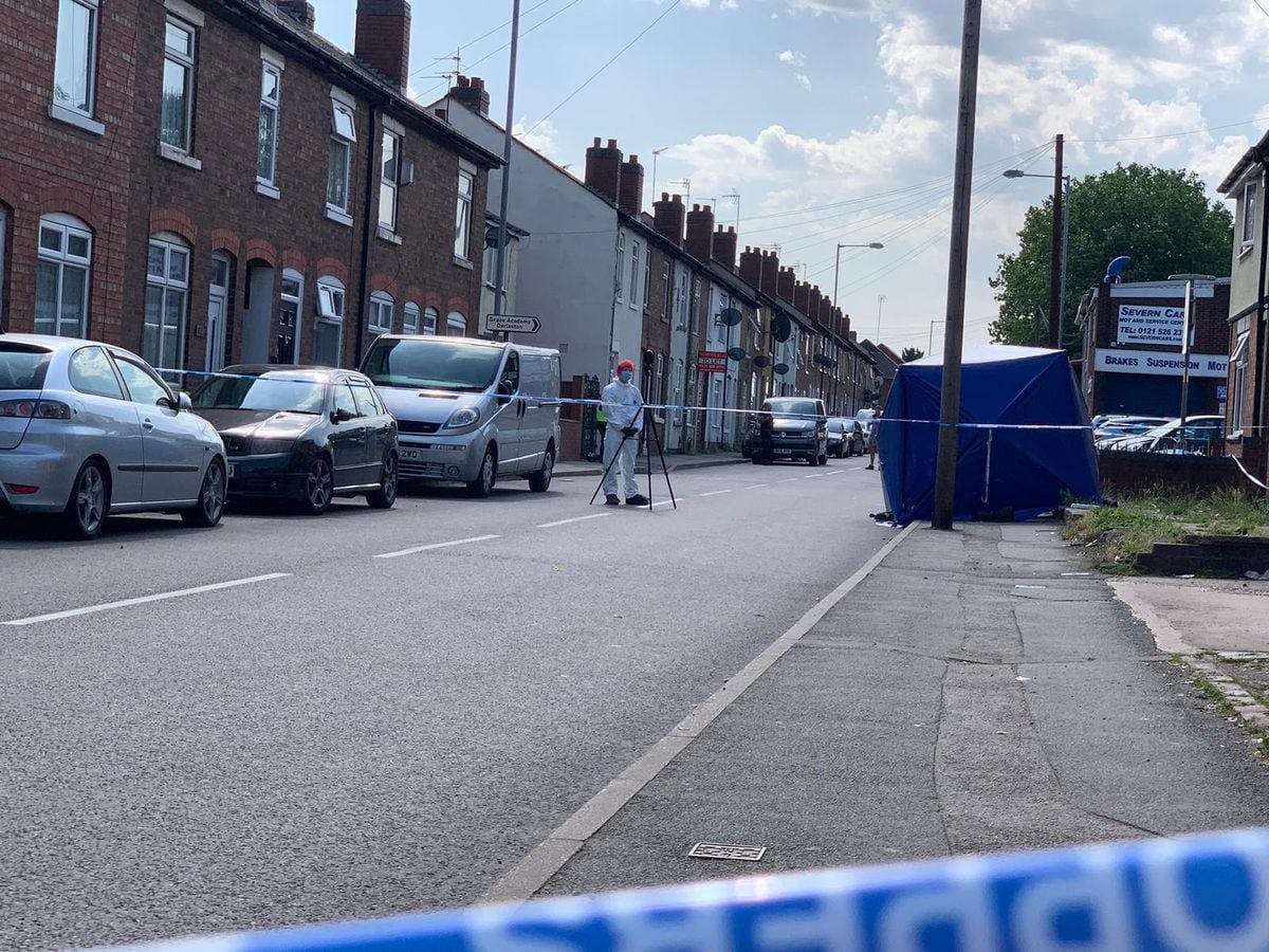 A forensic officer at the scene of the stab attack in Darlaston. Photo: John Kennett