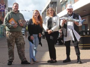 Liam Hall of the Military Chef, Milly Humphris of Cake-A-Daisy, Sutton Coldfield BID manager Michelle Baker and Nick Sutherton of Nick the Fish.