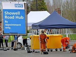 The drive-thru coronvirus testing centre being set up in Wolverhampton off Showell Road near Stafford Road