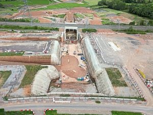 Work continues on constructing the HS2 line around Streethay, Lichfield, near Cappers Lane and the A38. Image by Chief Photographer Tim Thursfield