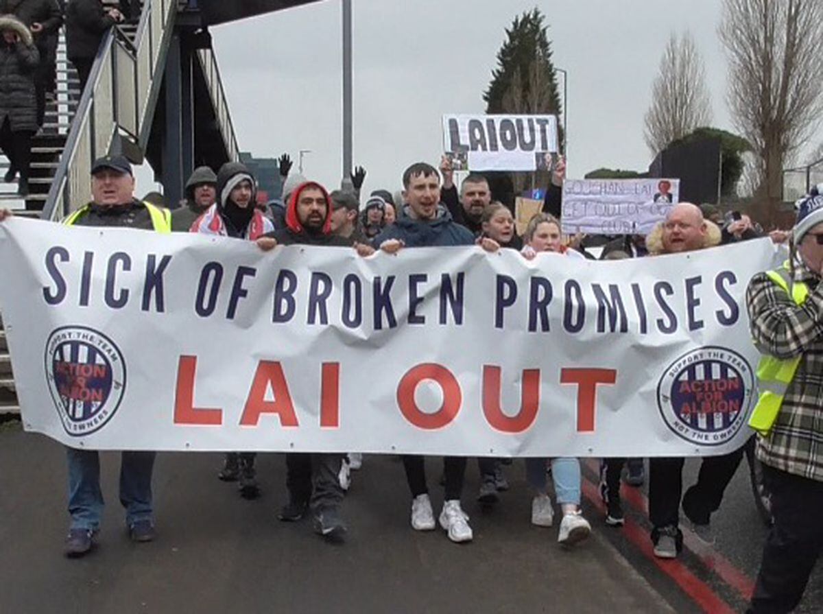West Brom fans on their protest march