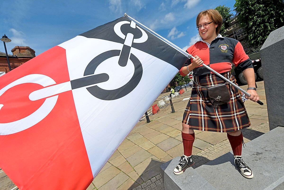 Philip Tibbetts, from Halesowen, wearing Black Country Tartan, and it was his original idea to create a Black Country flag