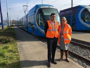 Josu Imaz,ceo rolling stock at CAF, and Anne Shaw, executive director at Transport for West Midlands.