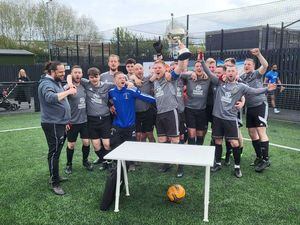Tettenhall celebrate winning the Vin Boden Cup in the Wolverhampton & District Sunday League. Picture: Phil Reade