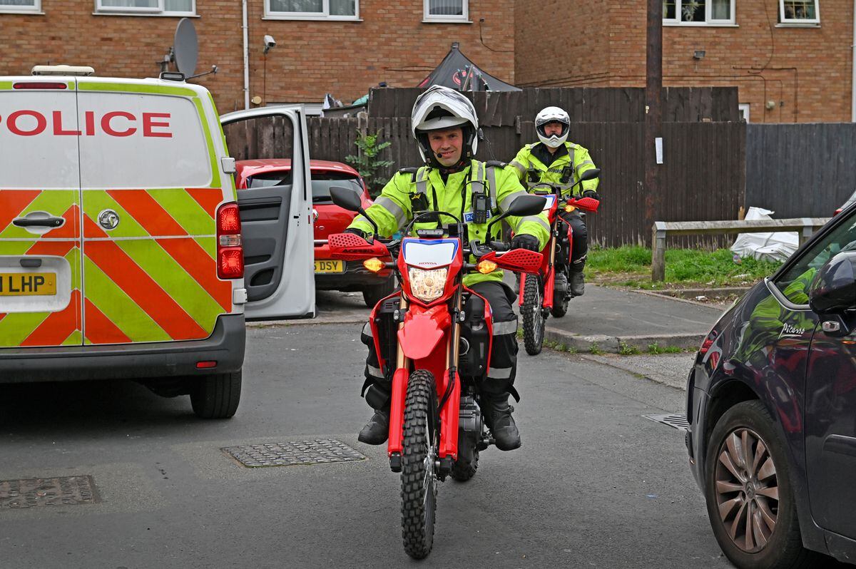 Police officers carrying out Operation Adhesion on Sunday to combat illegal bikers in the Walsall area