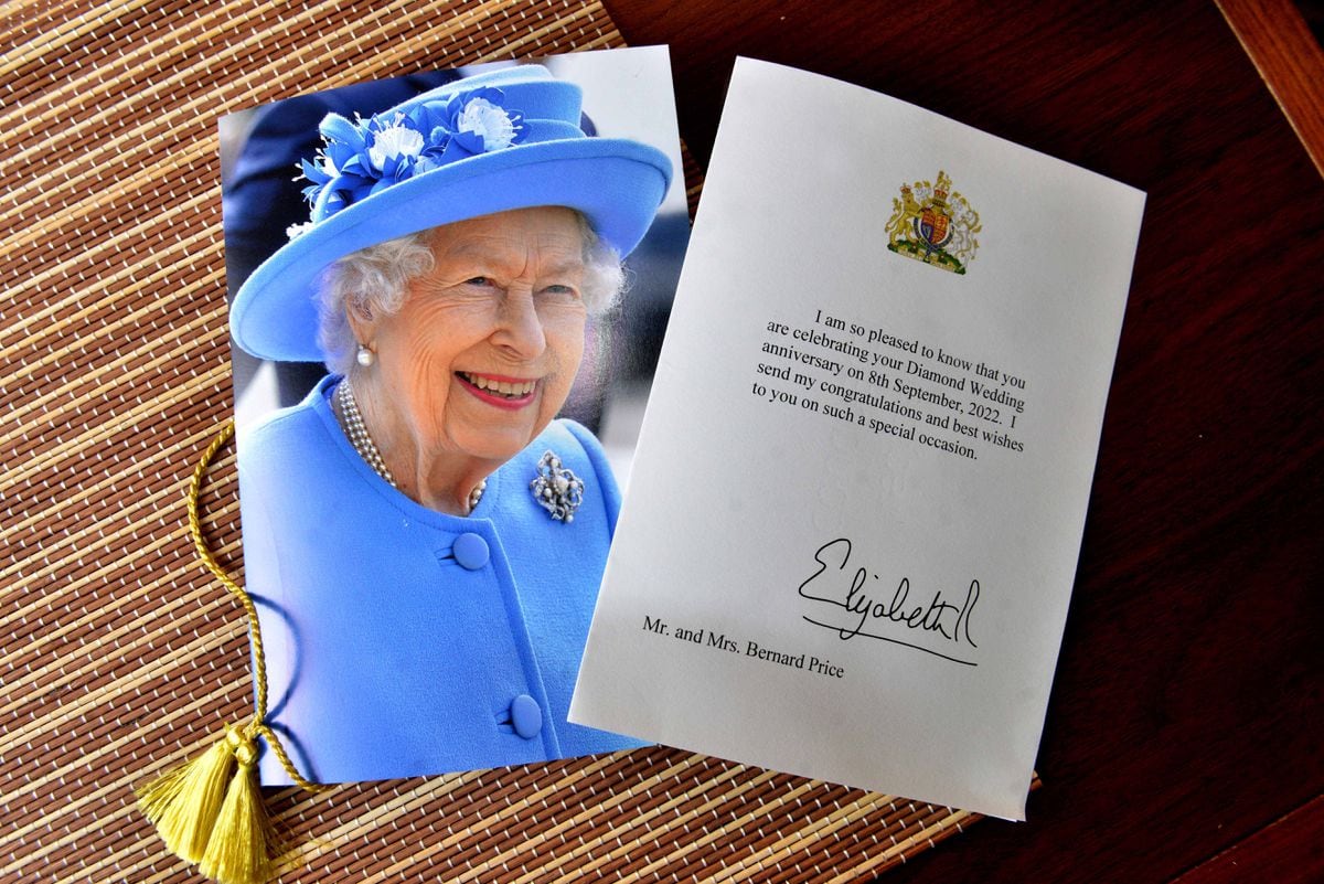 The card from the Queen, one of the last to be sent out during Her Majesty's reign