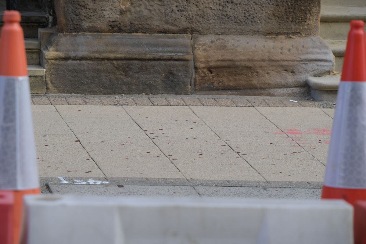 What appeared to be a trail of blood in Colmore Row. Photo: SnapperSK