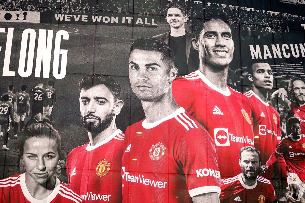 Manchester United's Cristiano Ronaldo has been added to the player mural artwork on the outside of Old Trafford stadium