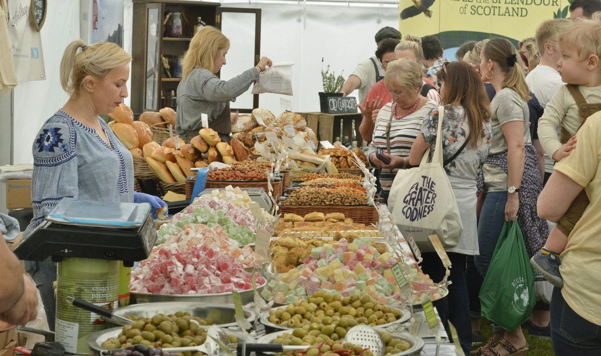 Crowds shopping at the Great British Food Festival at Weston Park