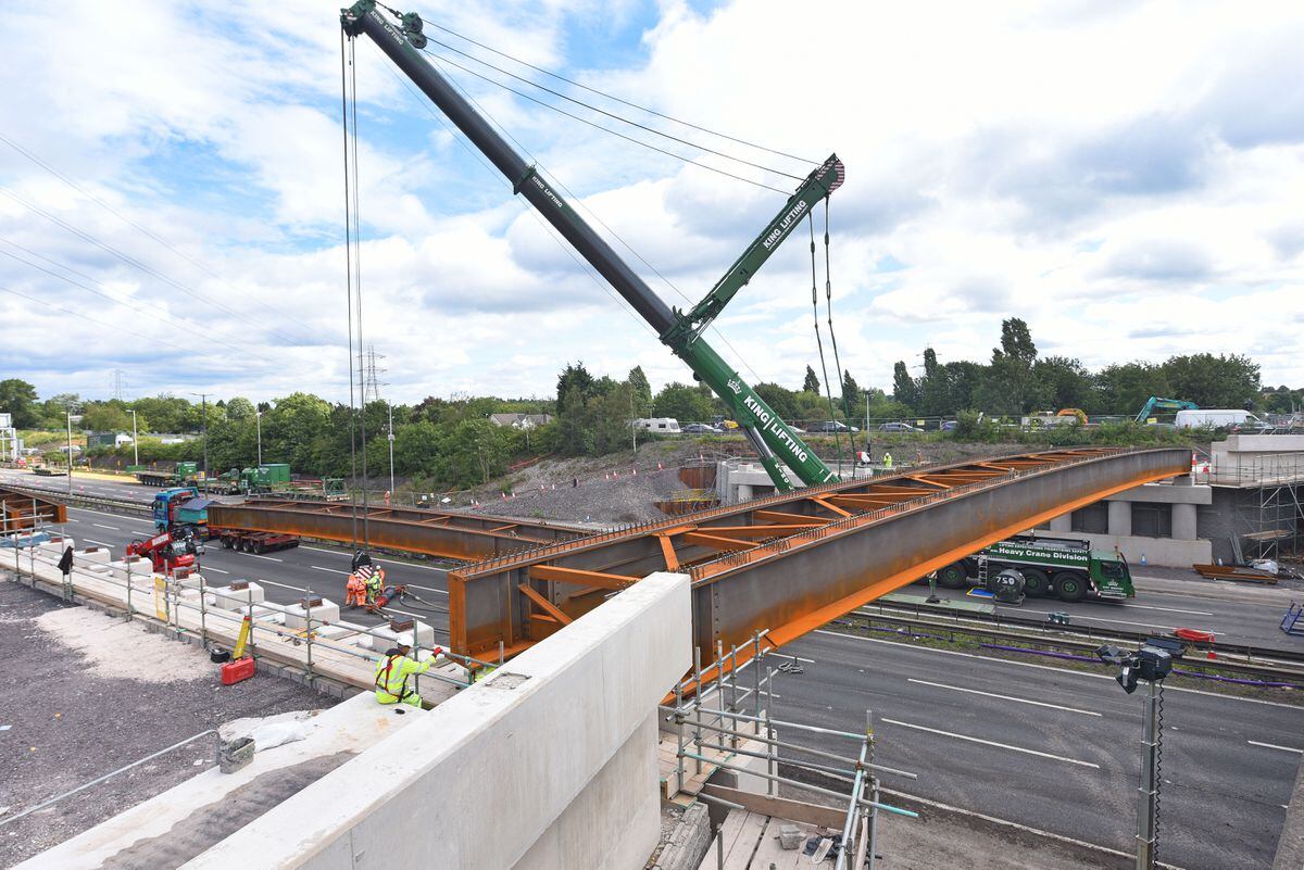One of the four beams that are being lifted into place over the weekend