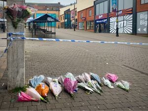 Floral tributes left where the incident happened. 
