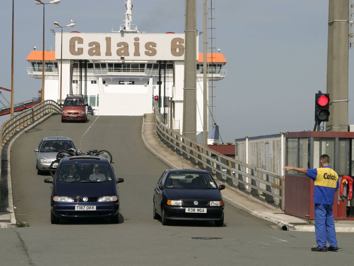 A ferry unloading in Calais