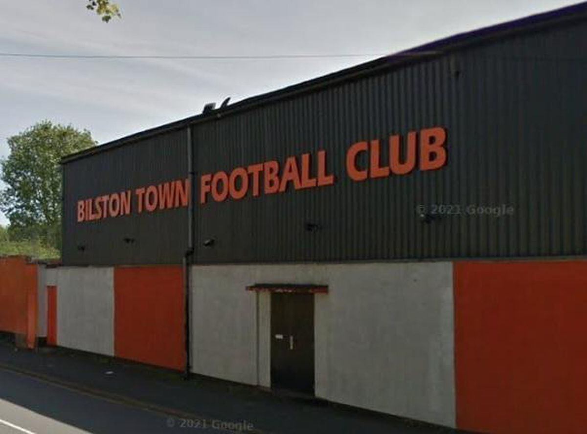 Matchday action at Bilston Town Community Football Club’s stadium in Queen Street.
