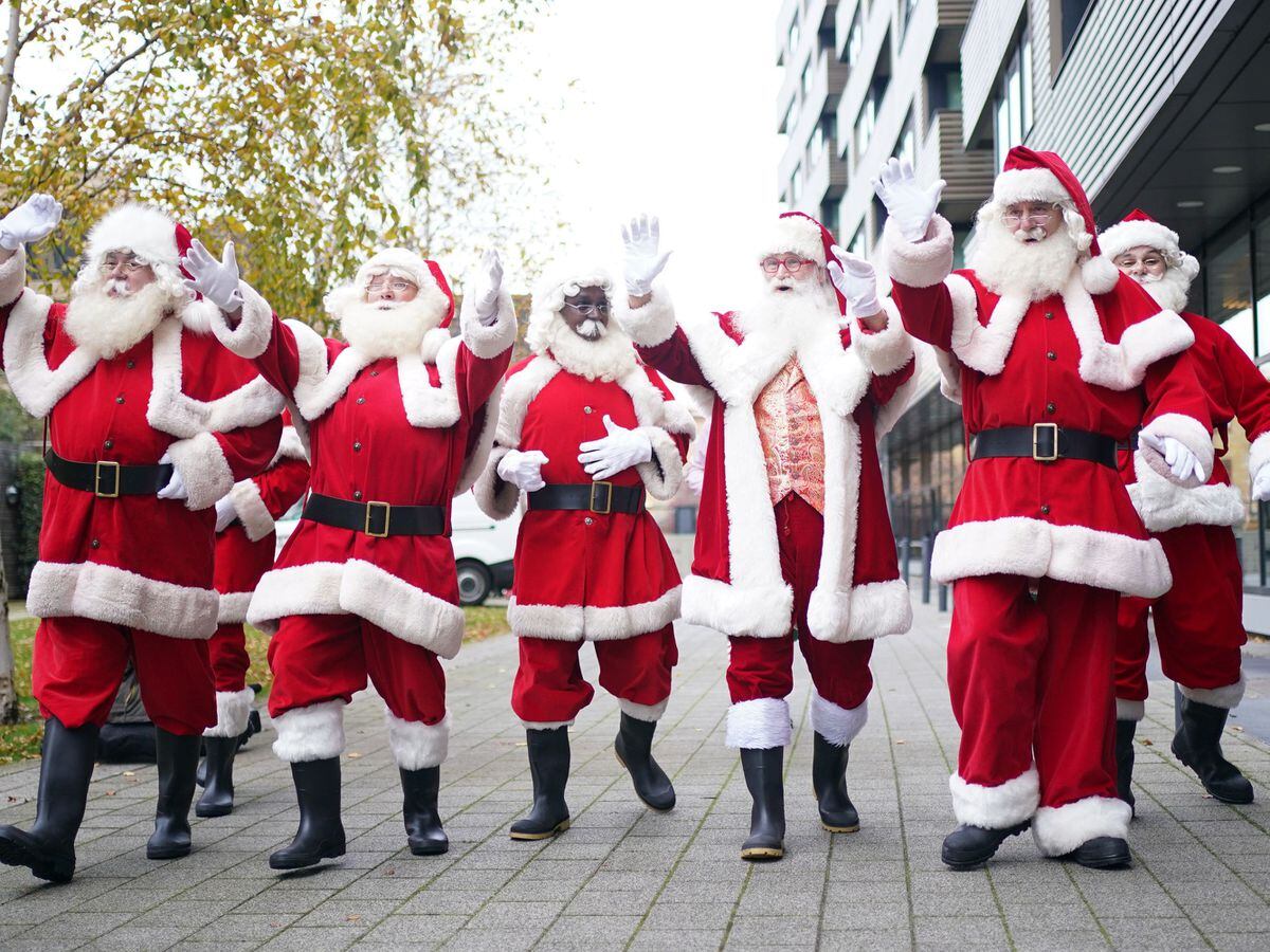 Santa students from the annual Santa school return for in-person training at the Ministry of Fun’s Santa School in London (Yui Mok/PA)