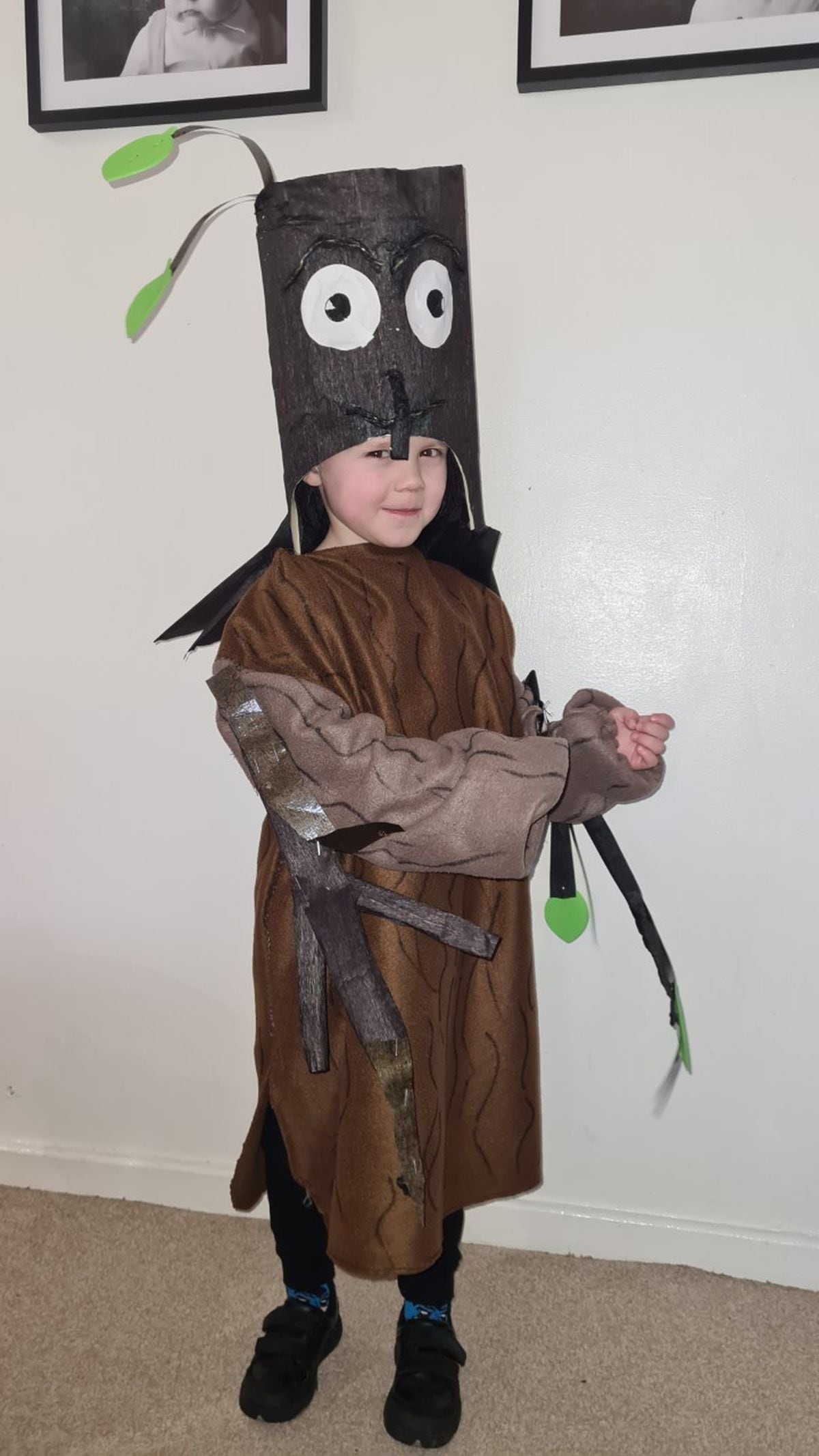 Ruari, four, made a great Stick man costume. Picture sent in by Maria Cole.