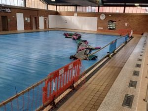 The work has started to retile the area around the pool as part of the refurbishment work. Photo: Wombourne Leisure Centre Facebook