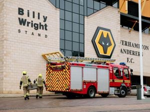 Fire crew attending the fire at Molineux Stadium in January 2022