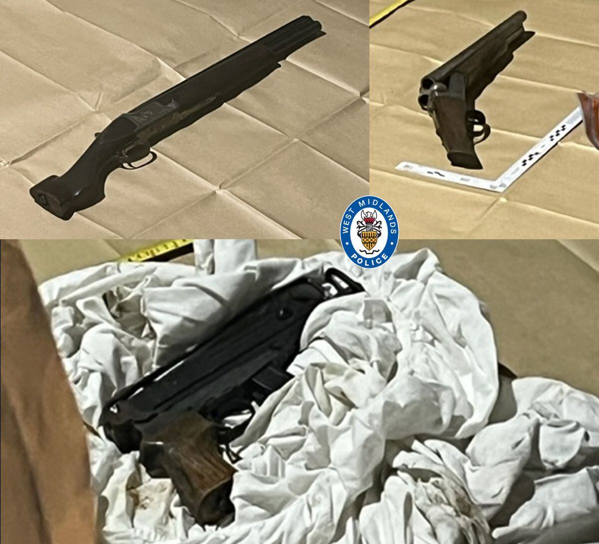 The three guns found in the wall. 