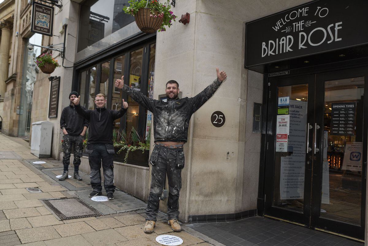 Queueing to get into the Briar Rose Wetherspoons in Birmingham city centre. Photo: SnapperSK