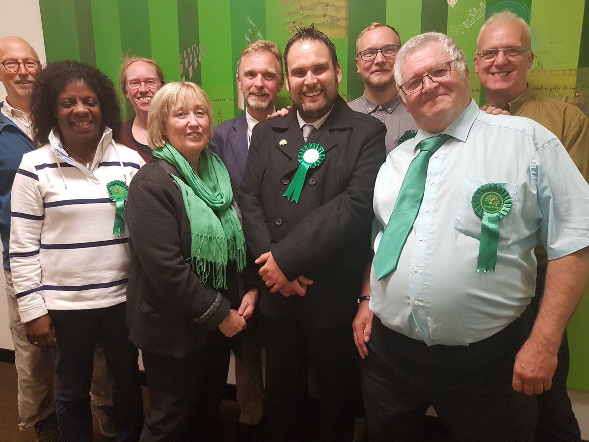 Stuart Crabtree, second from the right, bagged the Green's second seat on Cannock Chase District Council. 