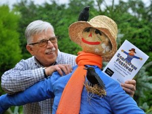 Scarecrow Festival mascot Charlie and his creator Mike Coope