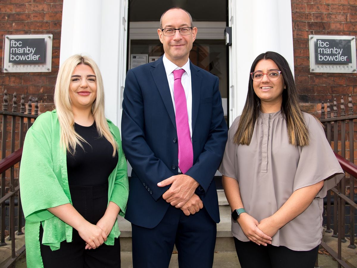 New trainee solicitor Mille Grundy and newly qualified solicitor, Sophie Machin, with FBC Manby Bowdler’s managing director Neil Lloyd (centre)