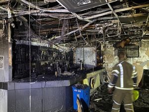 The fire damage inside Molineux