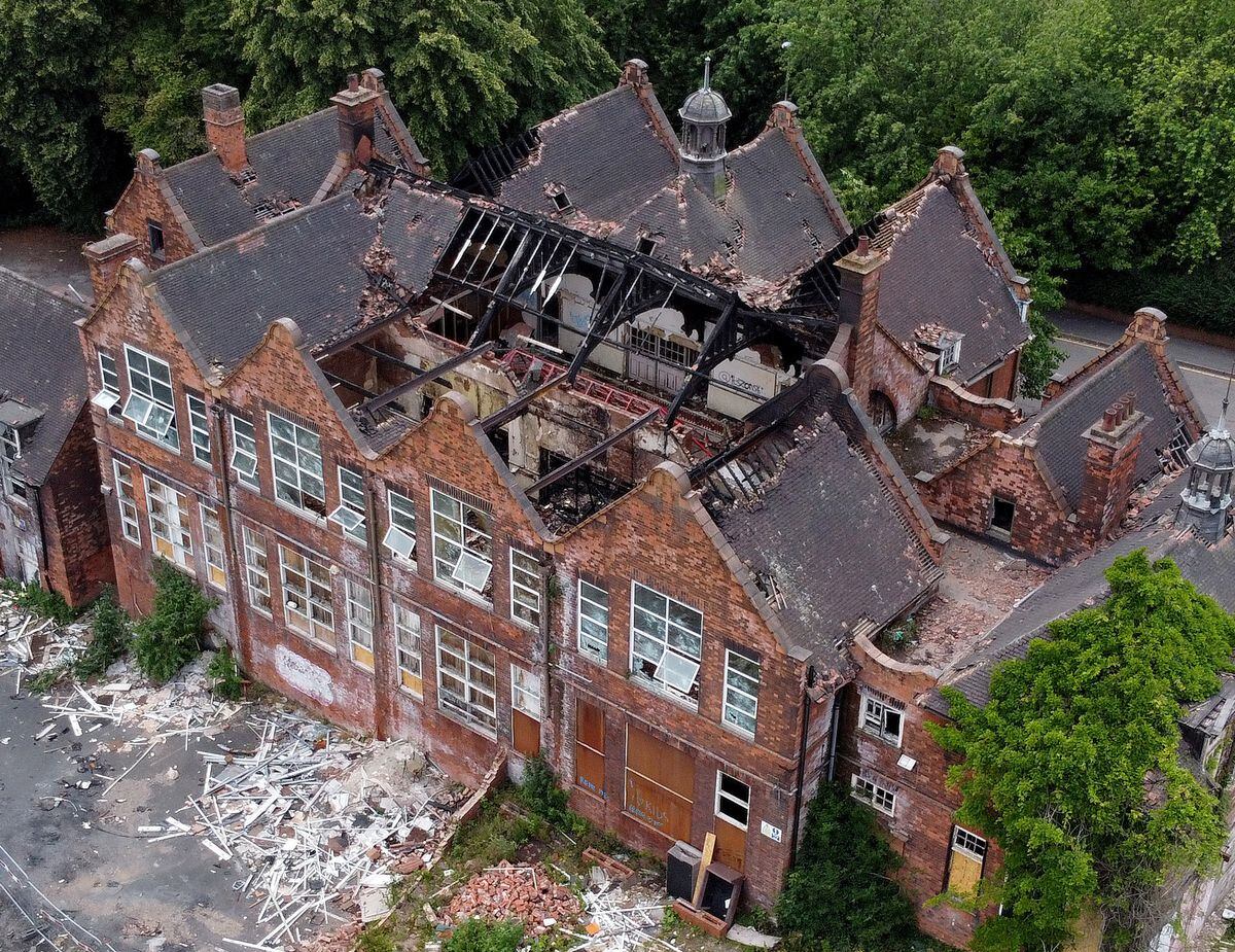 Aerial pictures showing the full devastation after the fire at the former Sir Gilbert Claughton School