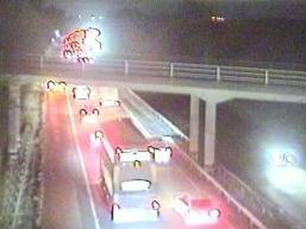 Traffic queuing on the M54 after the crash. Photo: Traffic England
