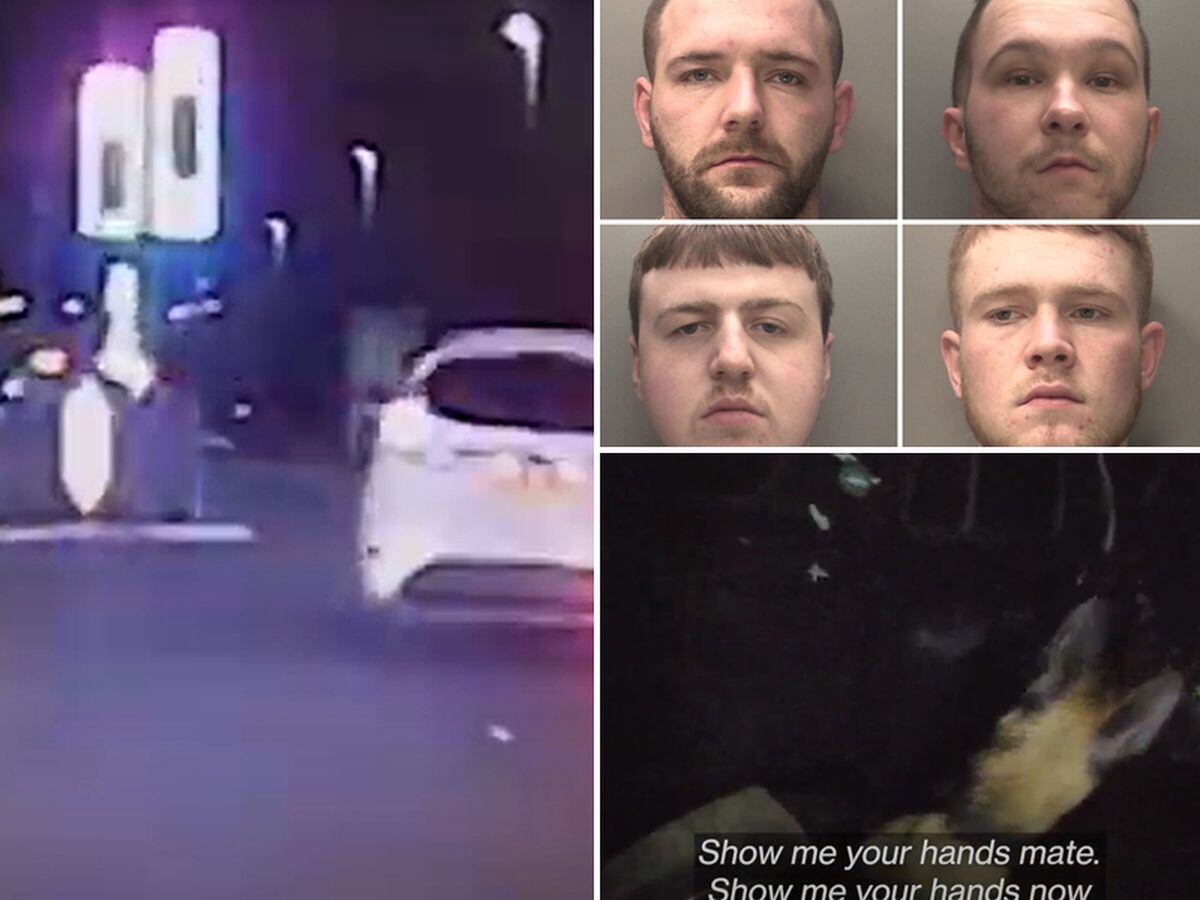 Police footage shows the moment four burglars were chased then caught in the Black Country