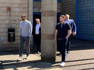 Former England and Manchester United defender Rio Ferdinand (left) leaving Wolverhampton Crown Court