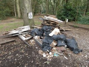 A pile of pallets, wallpaper and plaster was dumped off New Penkridge Road in Cannock.