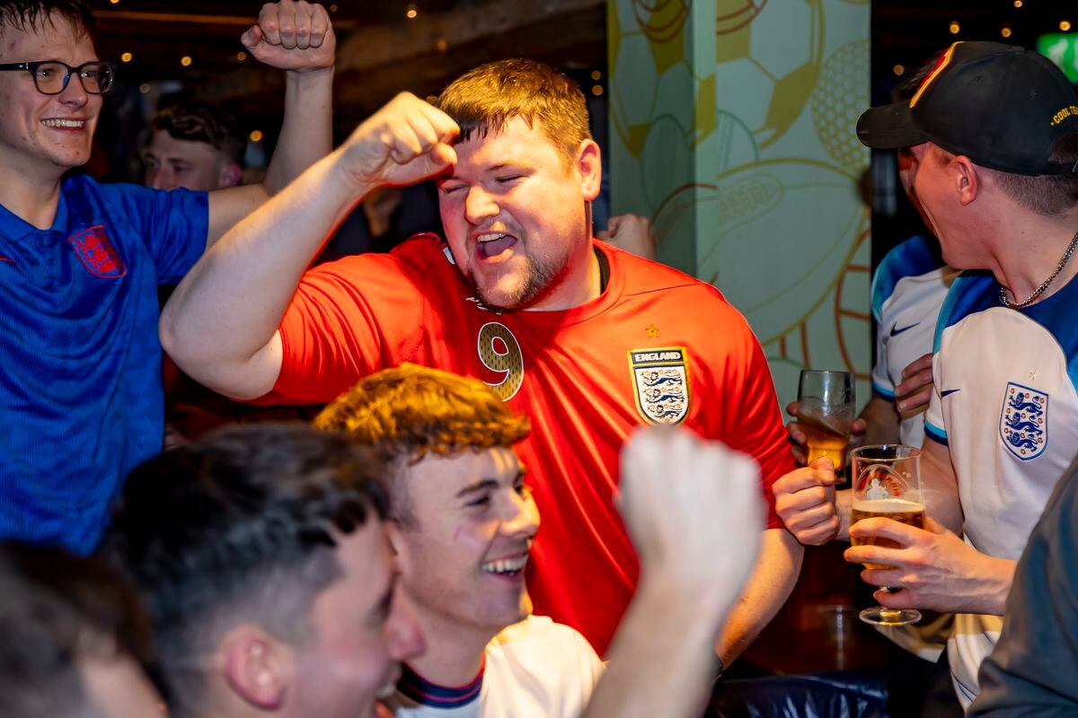 England fans at The Crown, in Bridgnorth  