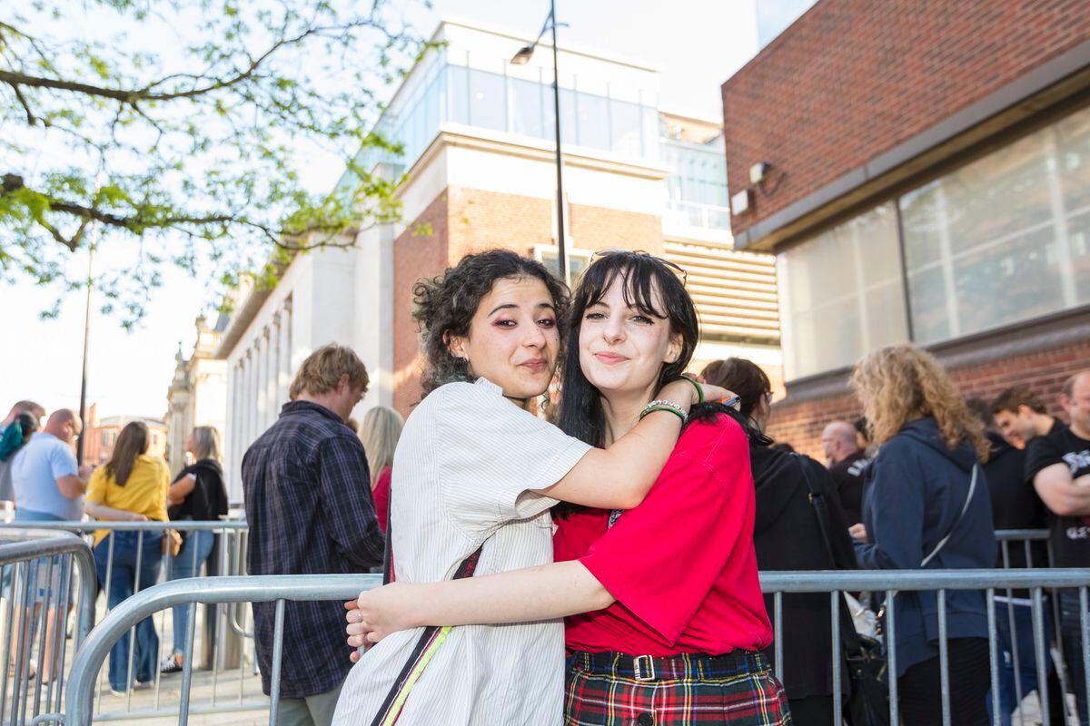 Eloise Shneck 18, and Nieve Hofton, 18, travelled from Manchester to see their favourite band