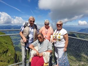 Vince and Ann with two Home Instead Care Professionals at Nebelhorn