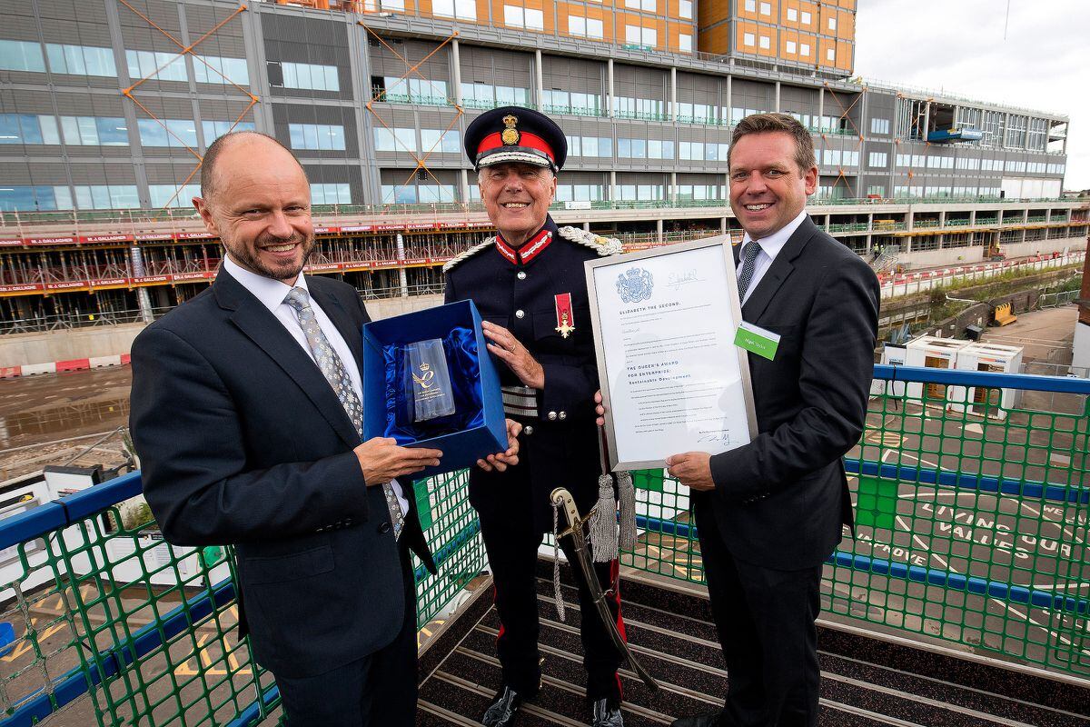 David Picton, Carillion chief safety and sustainability officer, left; Lord Lieutenant of the West Midlands John Crabtree and Nigel Taylor, managing director of Carillion Service