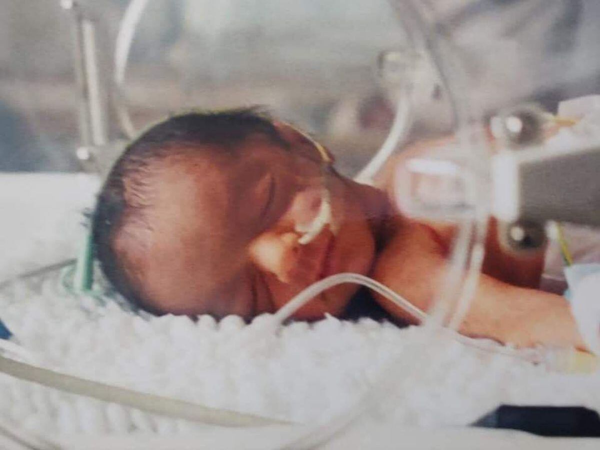 Jeevan Kang as a newborn baby