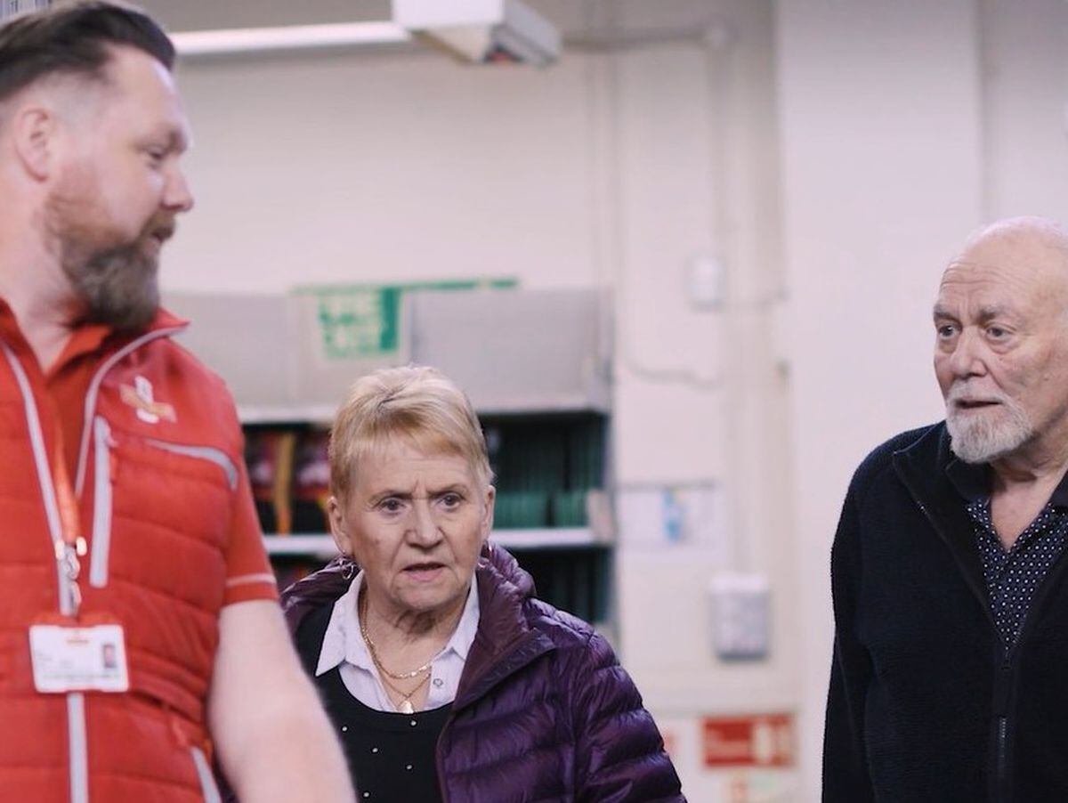 Darryl and Anne Taylor are reunited with Dan Howells during the making of the video. Image: Royal Mail