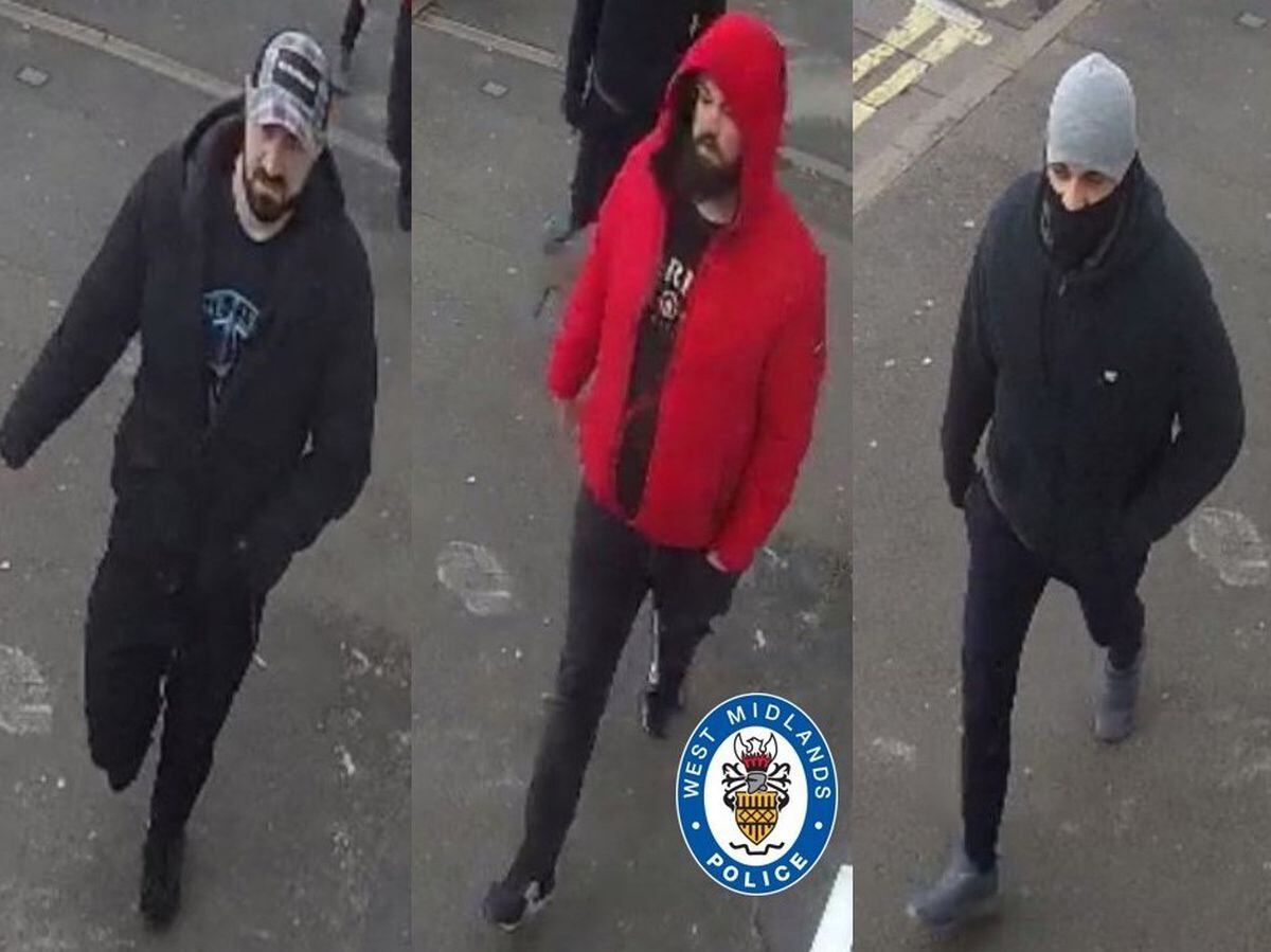 Police want to speak to these three men. Photo: Dudley Police