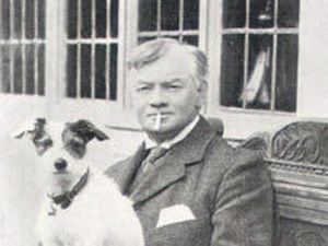 Jerome pictured with the dog he made famous in Three Men in a Boat. Picture: Jerome K Jerome collection