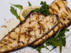 Now you sea it – Spigola: grilled sea bass, served with a salad garnish