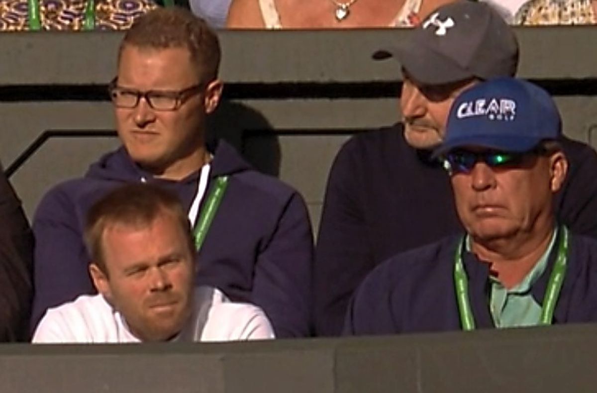 Back row left in Andy Murray’s box at Wimbledon with Ivan Lendl, front right