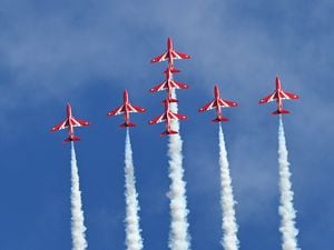 The Red Arrows will be flying over Staffordshire on their way towards Birmingham
