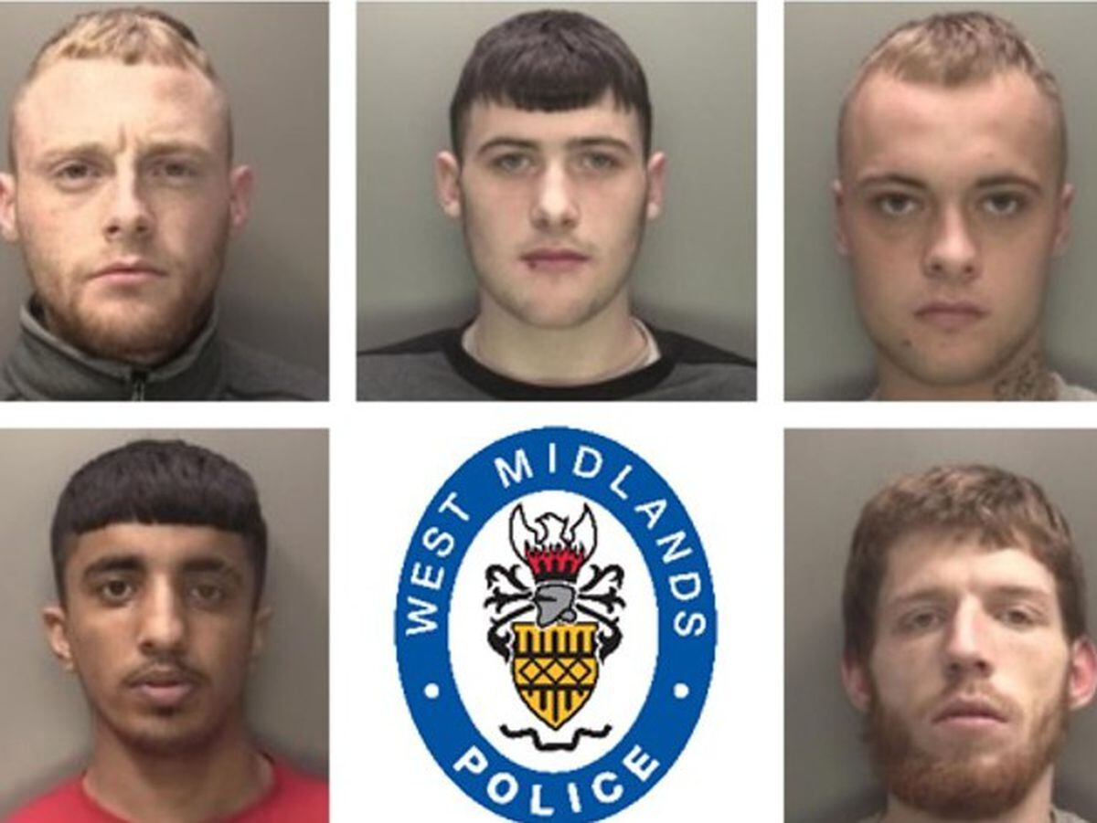 Members of the gang jailed for car key burglaries. Left to right, top: Jordan Timmins, Nathan Sutton, Mitchell Price. Bottom: Husnain Mahmood, Connor Summers